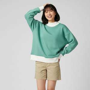 Servicio OEM, Sudadera de Cuello Alto de Dos Tonos, Informal, de Punto, Antiencogimiento, para Mujer, con Logotipo Personalizado Bordado e Impreso, Otoño/Invierno - Product Image 2