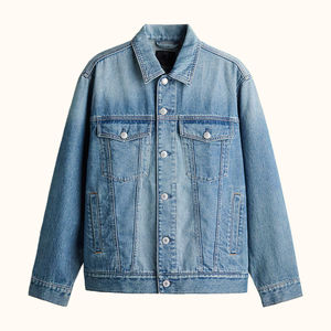 Veste en jean vintage bleu premium pour homme, coupe ample, décontractée, en coton, pour le printemps, l'automne et l'hiver, mode unie teinte - Product Image 2