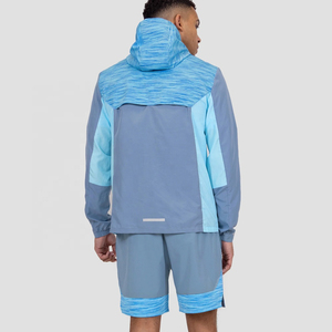 Bon marché Ensemble 2 pièces avec fermeture éclair personnalisée pour hommes Vestes de survêtement coupe-vent élastiques unisexes en nylon imperméables pour hommes - Product Image 4