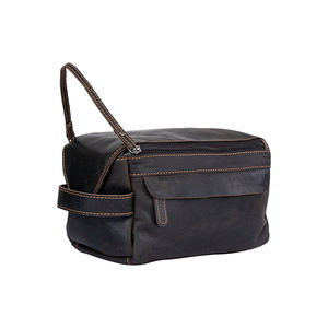 Bolsa de cuero Secciones con cremallera Artículos de tocador de cuero de vaca Aseo cosmético Viaje unisex Regalo del Día de la madre - Product Image 1