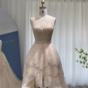 Sharon cho biết ss249 trang phục buổi tối sang trọng trang trọng đính cườm tự nhiên rượu sâm banh Dubai cao thấp tầng ngắn phía trước dài trở lại Arabic <span class=keywords><strong>prom</strong></span> - Product Image 3