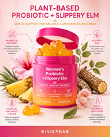 Gummies Probiotiques pour Femmes à l'Orme Rouge Antioxydante, Sans Gluten, Saveur Ananas Tropical, Bien-être Féminin, Marque Privée