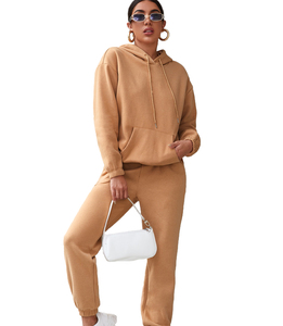 Ensemble de survêtement pour femmes de haute qualité, coupe régulière, sweat-shirt à capuche uni et pantalon de survêtement, ensemble de vêtements de détente personnalisé en 2 pièces, streetwear - Product Image 1
