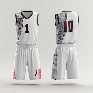 Ensemble de maillots de basket-ball imprimés à manches courtes, séchage rapide, respirant, été, unisexe, adulte, 100% polyester - Product Image 1