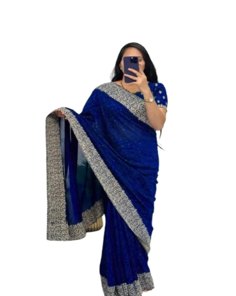 Haute attrayant nouveau Design coton et VICHITRA soie tissu femmes Saree pour la fête de mariage porter du fournisseur indien