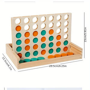 Juego de Mesa Clásico 4 en Raya de Plástico y Madera para 2 Jugadores, Juguete Educativo de Estrategia Portátil para Niños - Product Image 4