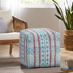 Nouvelle arrivée 2024 Poufs de créateurs Poufs carrés Motifs du Maroc Poufs brodés imprimés à la main pour la maison et le balcon - Product Image 1