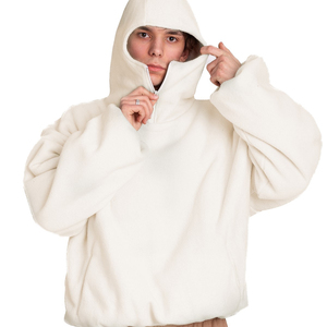 Wholesale Oversized <b>Red</b> Fleece <b>Hoodies</b> <b>for</b> <b>Men</b> & Women Full Face Zip Winter Warm Pullover Custom Streetwear Style OEM Available - Product Image 6