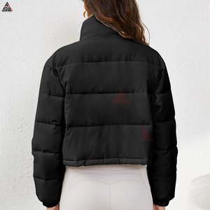 Nouveau Logo personnalisé veste bouffante pour femmes de haute qualité fermeture à glissière col à capuche léger respirant coton tricoté - Product Image 3