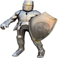 Armure de Templier Médiévale Prêt à la Bataille Corps Complet Armure de Chevalier en Fer avec Lanière Style Antique Technique de Moulage sous Pression Portable