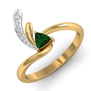 Bague en laiton plaqué or 18 carats avec zircon vert feuille tourbillonnante style bohème, minimaliste et délicate, vente en gros pour femmes - Product Image 2