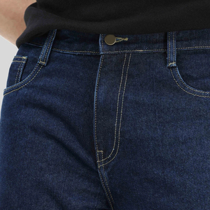 กางเกงยีนส์ทรงสลิมฟิตฮิปฮอปสำหรับผู้ชายสีน้ำเงินสีทึบกางเกงผ้ายีนส์เอวยางยืดแฟชั่นสตรีทแวร์ซักเทคนิค - Product Image 4