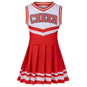 Uniformes de Animadoras 2026, Venta al Por Mayor, Tela Roja, Spandex/Algodón de Alta Calidad, Logotipo Personalizado, Diseño Gratuito - Product Image 1