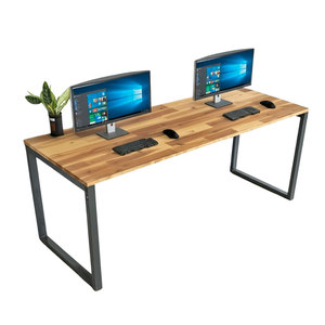 Industrial-Style 200x70cm Acacia <b>Wood</b> <b>Desk</b> with Iron Legs & <b>Solid</b> <b>Wood</b> Construction for Home/Study Use - Product Image 1