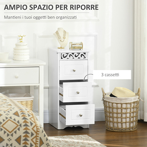 HOMCOM Armoire polyvalente avec tiroirs, armoire basse en MDF de qualité E1 29.8x29.8x68.5cm blanc - Product Image 4