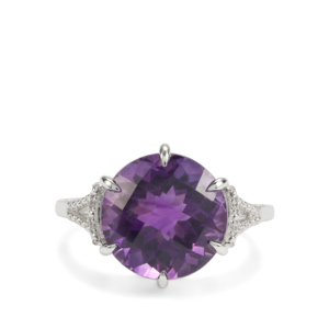Bague en améthyste 7,31 carats, zircon blanc, argent sterling plaqué or, bijoux de mode - Product Image 2