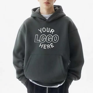 Sweat à capuche en coton épais de haute qualité pour hommes, sweat à capuche surdimensionné avec épaules tombantes et imprimé Logosweatshirt - Product Image 1