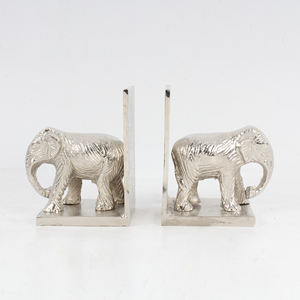 ชุดที่กั้นหนังสือแผ่นอลูมิเนียมสีเงินรูปช้างพร้อมที่กั้นหนังสือคุณภาพดีสำหรับใช้ในบ้านและสำนักงาน - Product Image 1