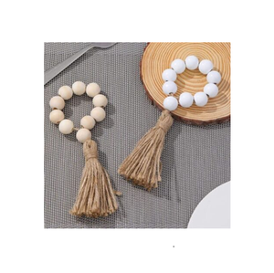 Regalo de inauguración de la casa, servilletero de madera, cuentas, accesorios de decoración para fiesta de boda, servilletero, servilleteros de madera con borlas - Product Image 1