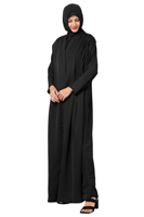 Sanash Collections – Abaya noire à manches longues pour femme, style ethnique, imprimé numérique, en polyester, avec hijab intégré, design unique