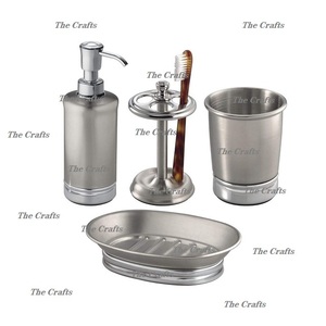 Juego de cinco cepillos de baño pulidos de oro de Metal, caja de pañuelos, dispensador de jabón, juego de baño a granel - Product Image 3