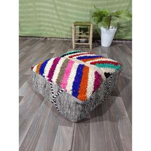 Puf de Cuero Marroquí Hecho a Mano, Otomana Tradicional Artesanal, Decoración del Hogar, Asiento Boho para Sala de Estar - Product Image 1