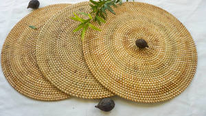 Round Natural Rattan Placemats Rattan Wicker Placemats Wicker Dinner Ware Handmade From Vietnam - Product Image 3