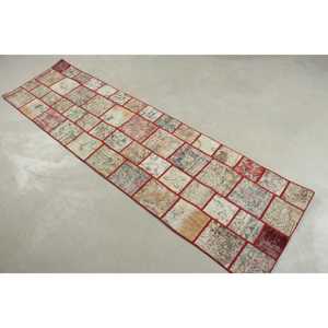 Turkish Rug 2x7.4 ft, <b>Red</b> Brown Moroccan <b>Wool</b> Vintage Rug - Product Image 2
