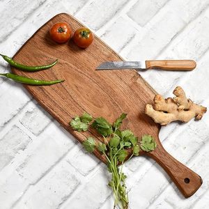 Grand bloc à découper en bois rectangulaire compact avec poignées Planches à découper Artisan Aura pour petite cuisine et usage domestique - Product Image 1