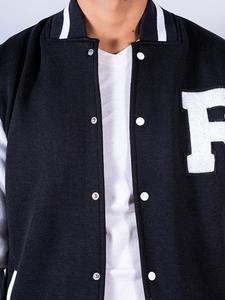 Chaquetas de béisbol informales de color sólido para hombre, chaqueta universitaria de Jersey de 350gsm con procesamiento recubierto de botones - Product Image 5