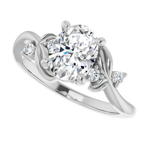 Anillo de Compromiso SHREYA DIAM con Moissanita Ovalada y Perla de Agua Dulce, Chapado en Rodio, Plata 925, Engaste de Garras, Diseño Floral, para Mujer - Product Image 6