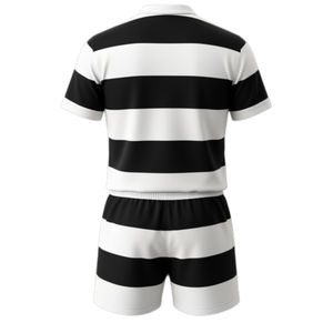 Vêtements de rugby sur mesure en gros, sweat-shirts de sport, maillot et short à rayures noires et blanches, ensemble d'entraînement pour équipe, vêtements de rugby - Product Image 2
