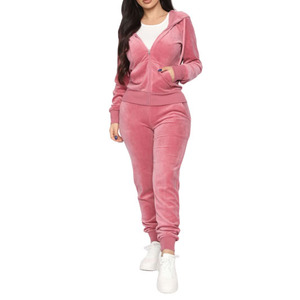 Conjunto Deportivo Personalizado para Mujer, Chaqueta con Capucha de Forro Polar Transpirable y Pantalones Deportivos con Cintura Elástica, para Invierno, Deportes, Jogging - Product Image 1