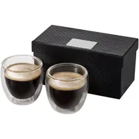 Ensemble de 2 tasses à café en verre à double paroi minimalistes personnalisées Boda - Lavables au lave-vaisselle pour les cadeaux promotionnels ou l'usage quotidien