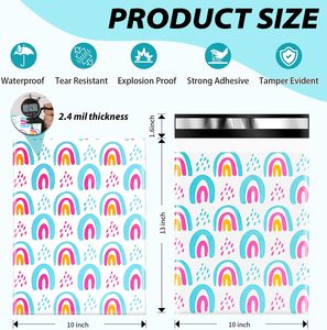 Bolsas de Poliéster para Envíos, 25x33cm, Autoadhesivas, Impermeables, Resistentes a Desgarros, Duraderas, Biodegradables, Ligeras, Color Arcoíris - Product Image 2