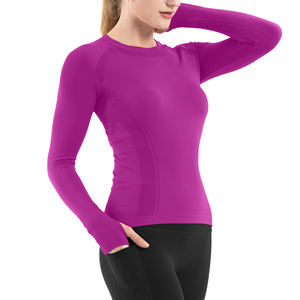 เสื้อโยคะคอกลมแขนยาวสำหรับผู้หญิง ระบายอากาศ แห้งเร็ว ซับเหงื่อ พร้อมโลโก้สั่งทำพิเศษ เหมาะสำหรับออกกำลังกาย วิ่ง และเล่นโยคะ - Product Image 3