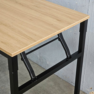 HOBP021 Modern Minimalist Folding Plywood Desk with Iron <b>Legs</b> 120x60x75cm <b>Foldable</b> Office Furniture for Bedroom Meeting <b>Table</b> - Product Image 4