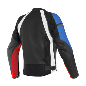 Chaqueta de moto de cuero de vaca genuino Track Racing con protecciones CE Road Riding gris/Blanco/Negro chaqueta de motocicleta para hombres - Product Image 4