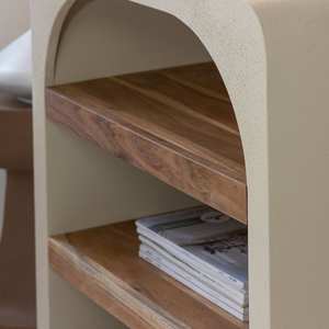 Consola pequeña en MDF efecto hormigón y madera de acacia Dalva - Product Image 3