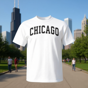 T-Shirt Classica con Stampa Retrò Chicago, Maglietta Promozionale con Stampa Chicgo Vintage - Product Image 3
