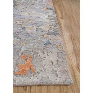 Tapis en laine et soie de bambou noué à la main gris et noir Entropy 9x12 rectangulaire à motif abstrait pour la maison, le salon, modèle Srb(7111) - Product Image 4