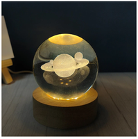 Boule de cristal sculptée, chargement USB, veilleuse, ornements créatifs, cadeaux d'anniversaire, Articles d'ameublement, boule de cristal, décoration de la maison