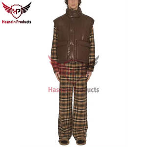 Chaleco de piel de vaca auténtica marrón Vintage para hombre y mujer, chaleco de invierno con patrón 3D cálido de tamaño personalizado, informal transpirable para seguridad - Product Image 2