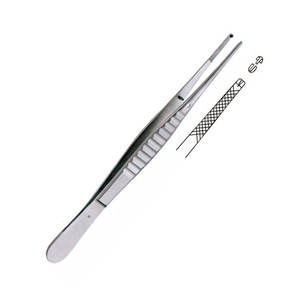 Fórceps de tejido WAUGH 1x2 dientes quirúrgicos 15cm Manual de acero inoxidable MOL certificado punta fina mandíbulas dentadas Manejo de tejido médico - Product Image 1