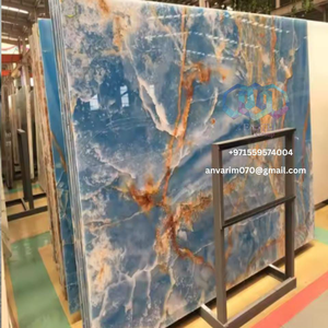 Dalles d'onyx polies de luxe en marbre vert, orange et bleu pour la cuisine et la décoration intérieure - Product Image 5