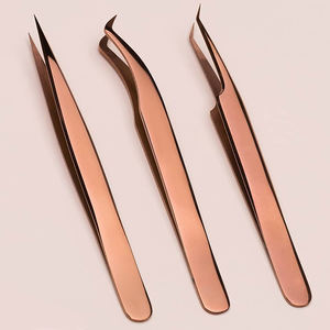 Pinzas de pestañas de acero inoxidable con etiqueta privada personalizadas profesionales para extensiones de pestañas volúmenes fibras pestañas puntiagudas belleza - Product Image 5