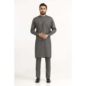 Kurta gris pour homme, coupe classique, pour tenue de marié - Product Image 6