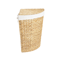 Panier à linge élégant en jacinthe d'eau pour coin, grand panier de rangement artisanal avec couvercle et doublure en lin, décoration intérieure Vietnam, salle de bain