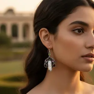 925 Silver Drop <b>Earrings</b> Gemstones Gold Rose Gold Plated Statement for Women's Weddings Parties 14K Gold Stone-Pearl Diamond - Product Image 3