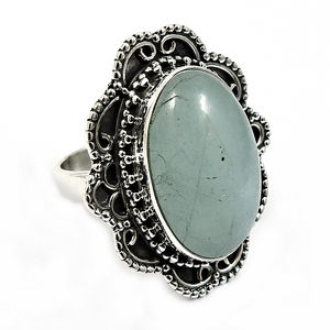 Anillo de piedra de Aguamarina natural de Plata de Ley 925 vintage con piedras preciosas para mujer, anillo étnico de aspecto artesanal, fabricante de diseño personalizado - Product Image 2